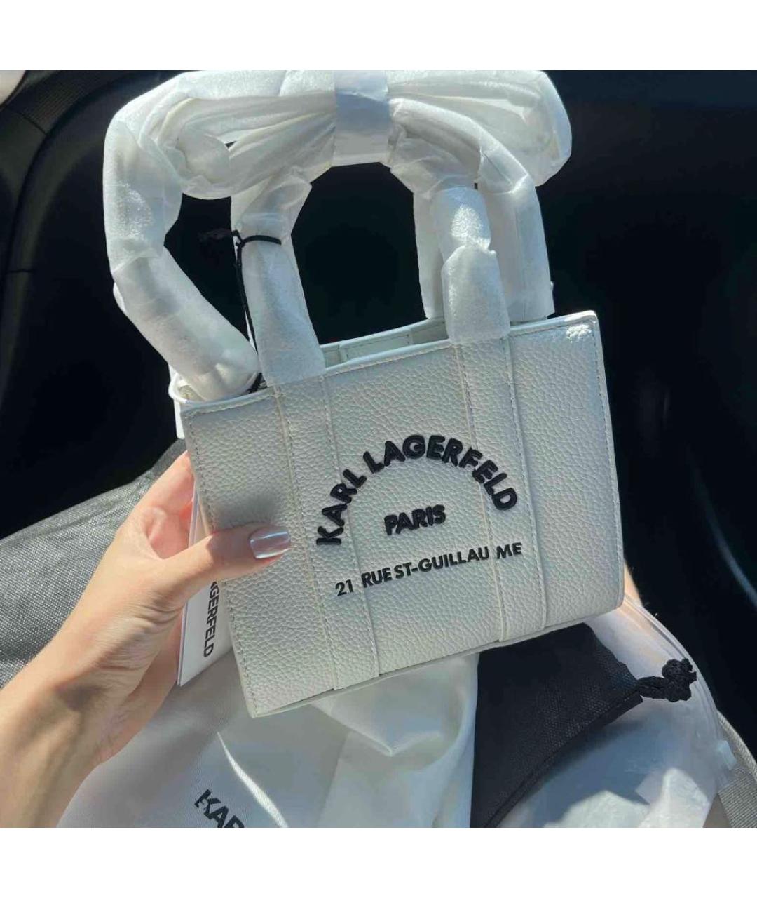KARL LAGERFELD Белая сумка с короткими ручками из искусственной кожи, фото 6