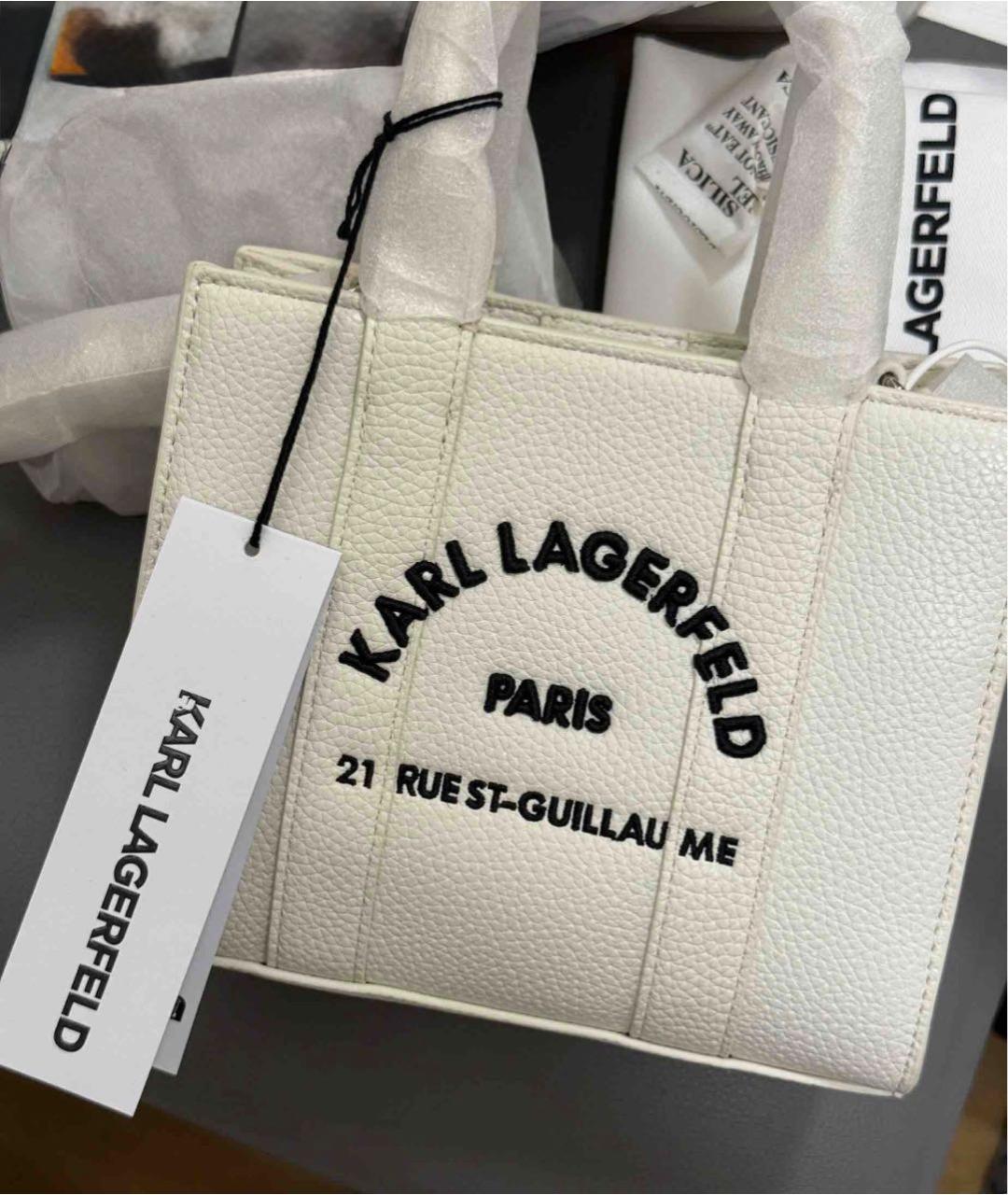 KARL LAGERFELD Белая сумка с короткими ручками из искусственной кожи, фото 5