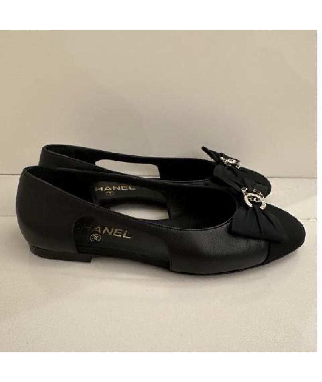 CHANEL Черные кожаные балетки, фото 4