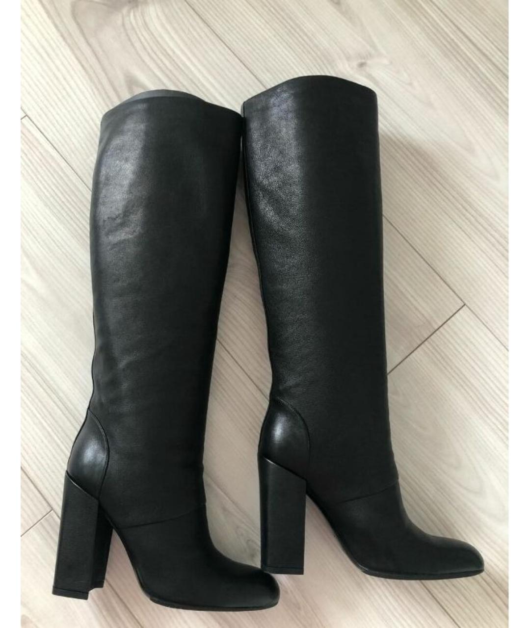 SAINT LAURENT Черные кожаные сапоги, фото 5