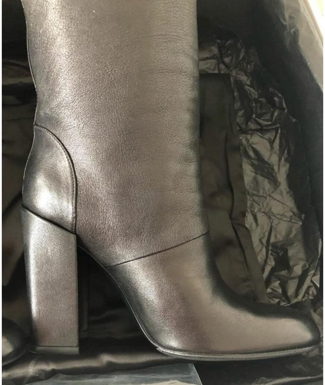 SAINT LAURENT Черные кожаные сапоги, фото 3