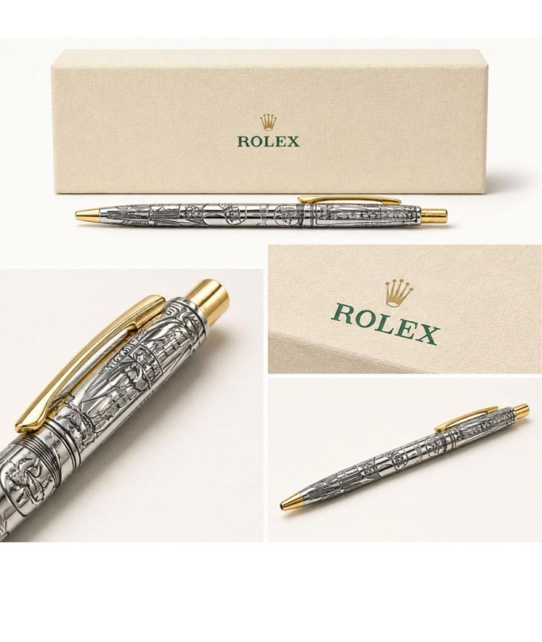 ROLEX Золотая металлическая шариковая ручка, фото 2