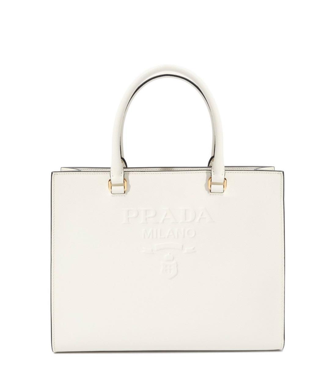 PRADA Белая кожаная сумка тоут, фото 1