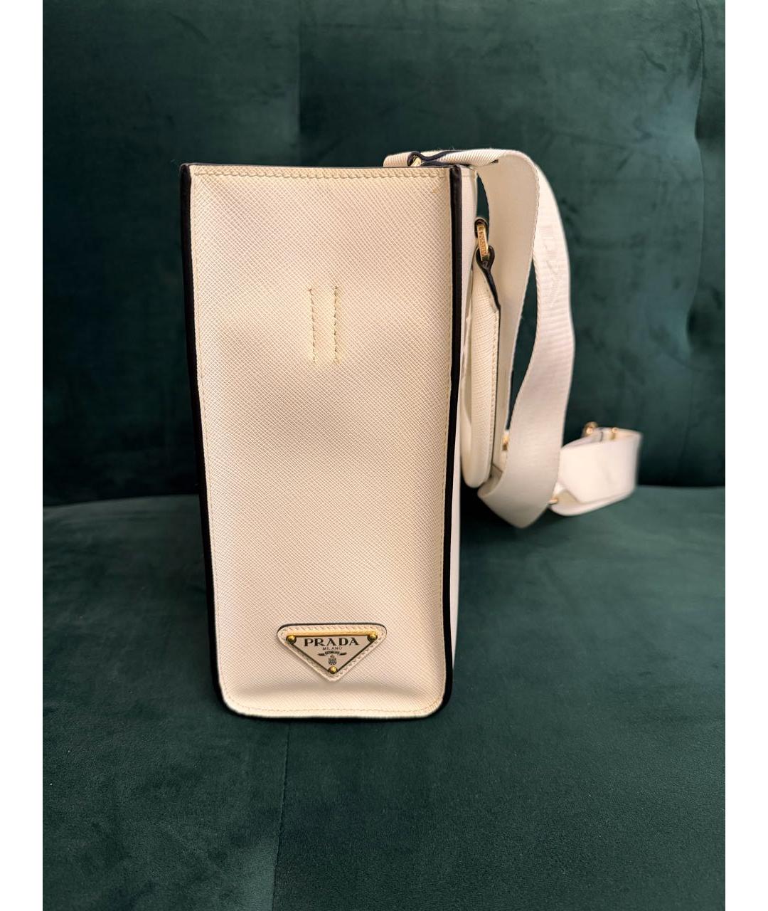 PRADA Белая кожаная сумка тоут, фото 7