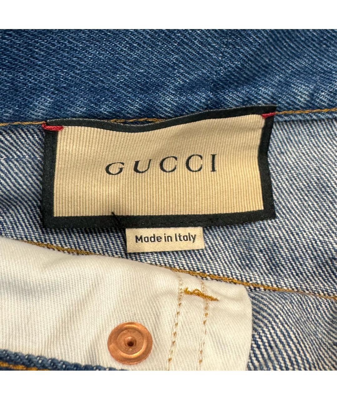 GUCCI Синие хлопковые прямые джинсы, фото 4