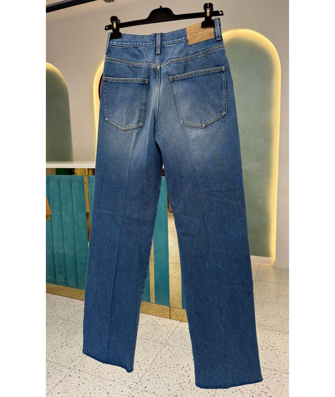 GUCCI Синие хлопковые прямые джинсы, фото 3