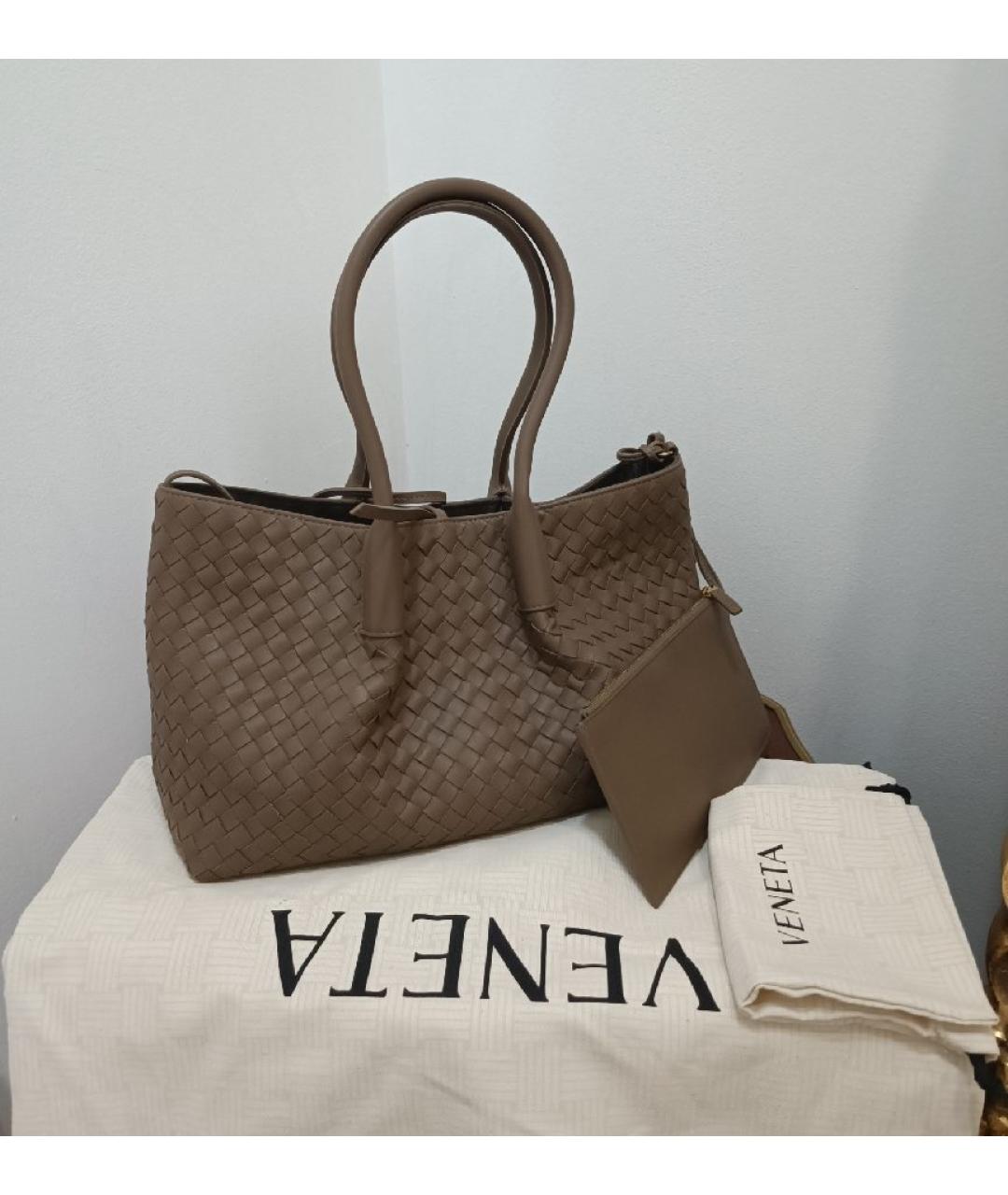 BOTTEGA VENETA Бежевая кожаная сумка через плечо, фото 6