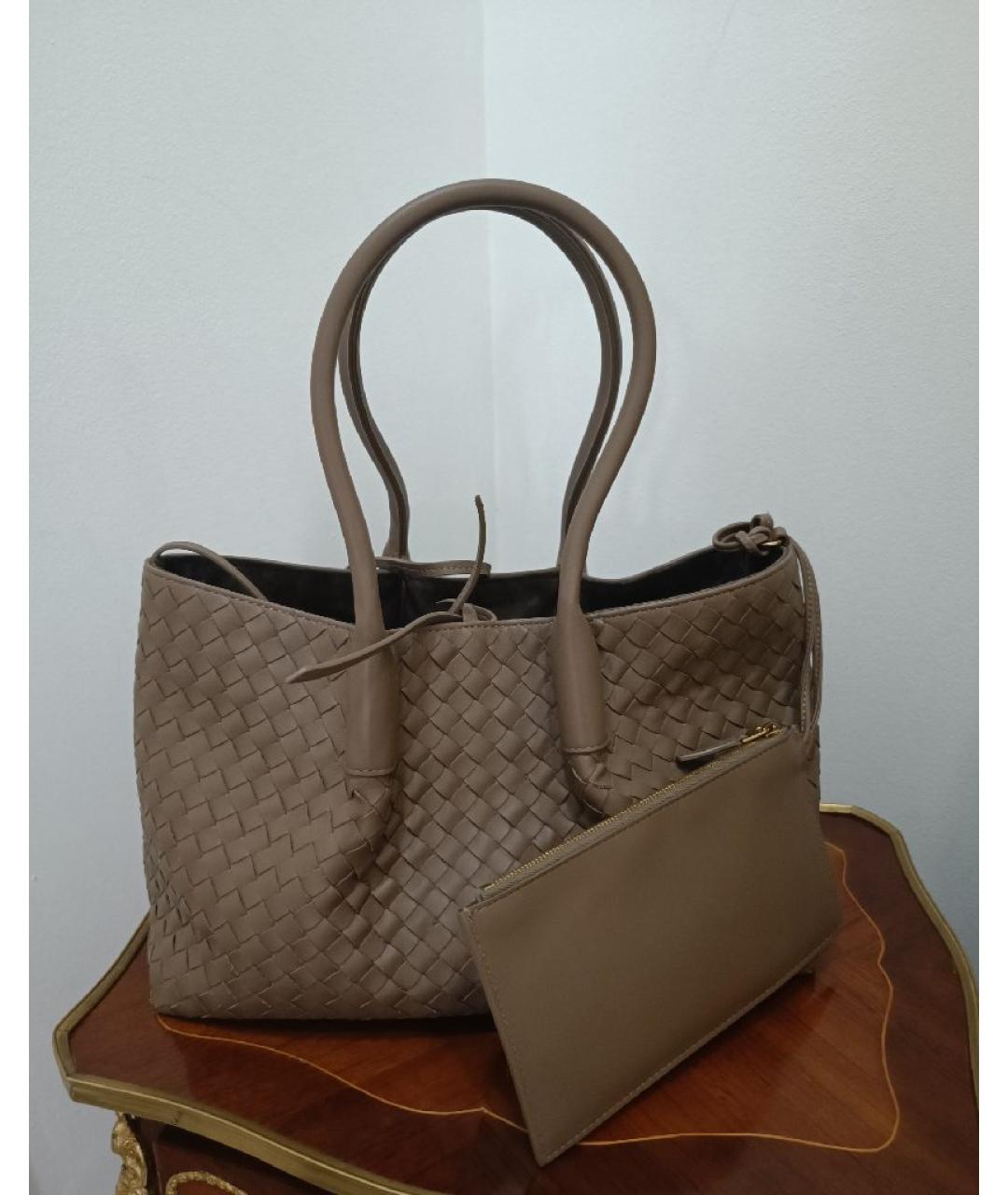 BOTTEGA VENETA Бежевая кожаная сумка через плечо, фото 5