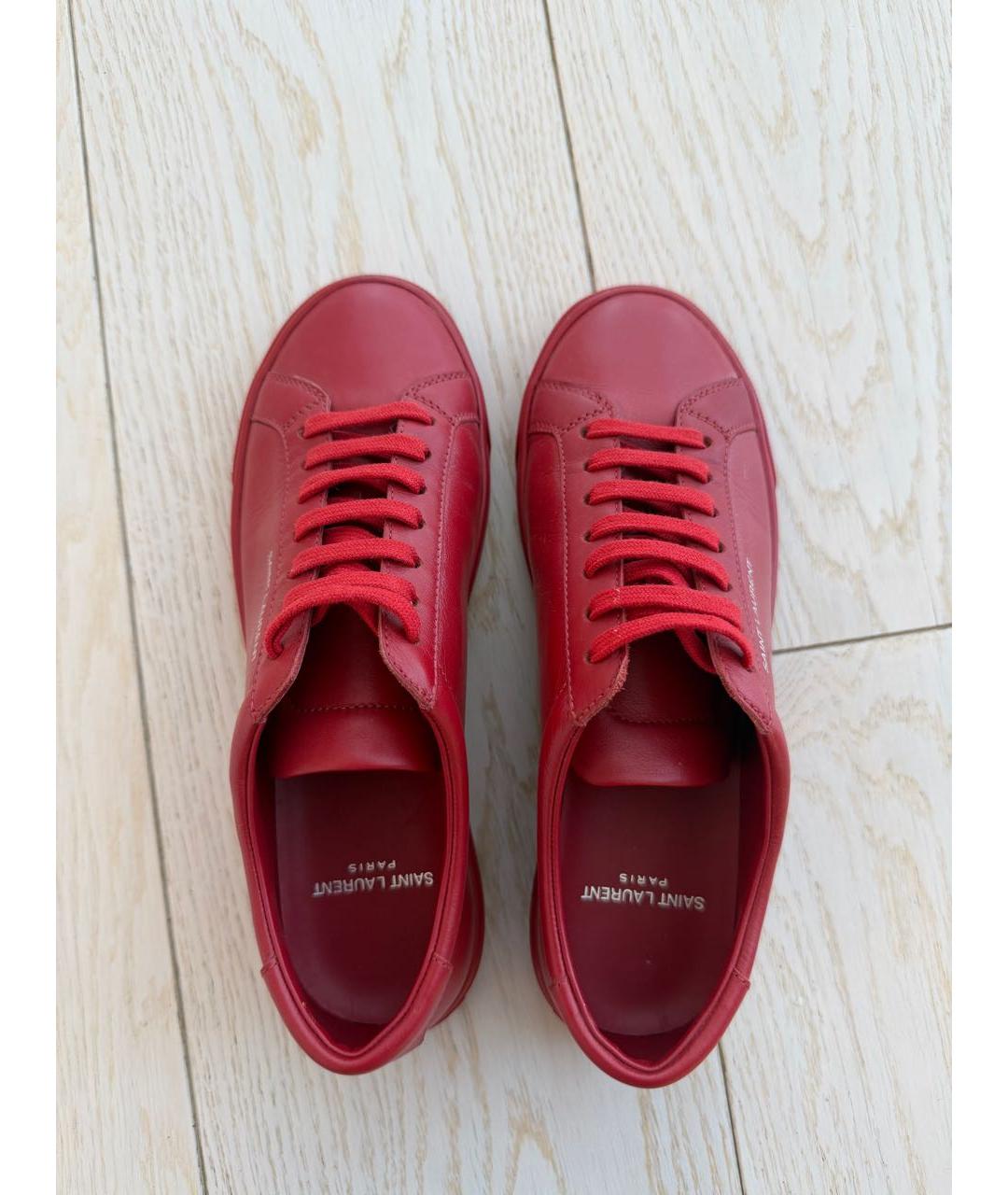 SAINT LAURENT Бордовые кожаные кеды, фото 3