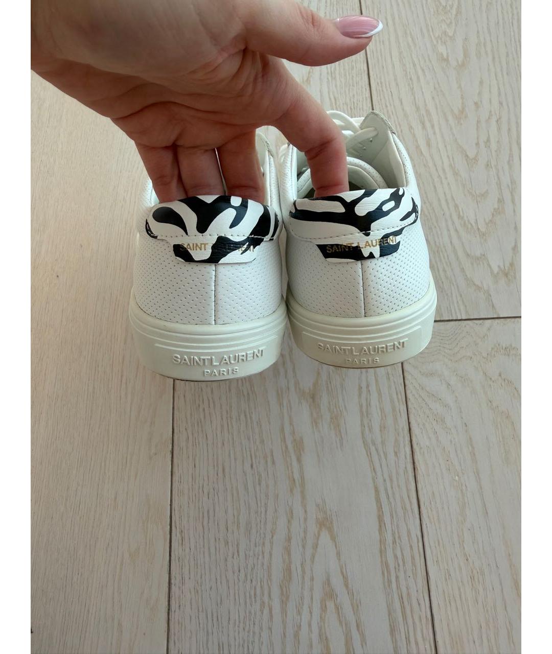 SAINT LAURENT Белые кожаные кеды, фото 4