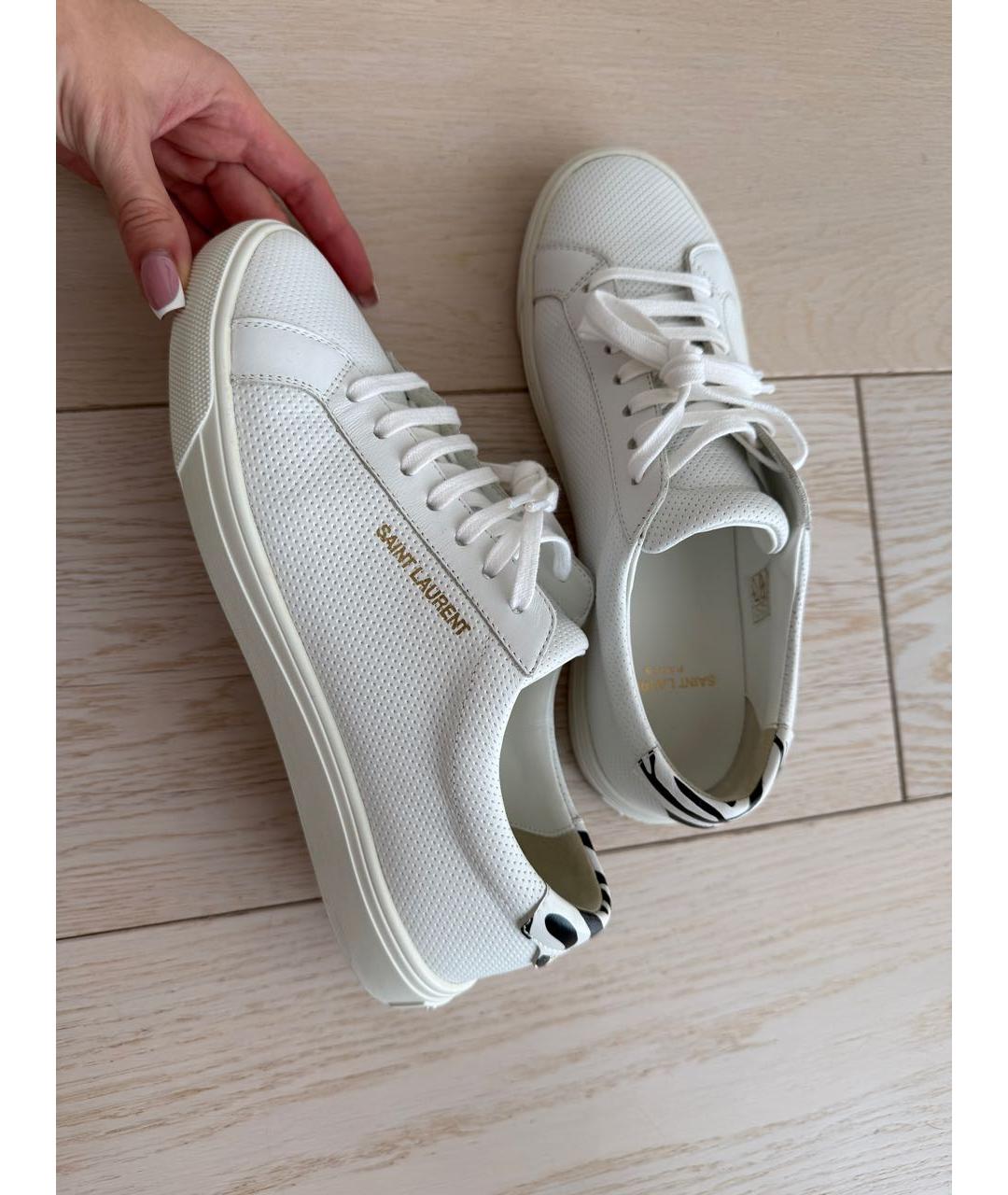 SAINT LAURENT Белые кожаные кеды, фото 5