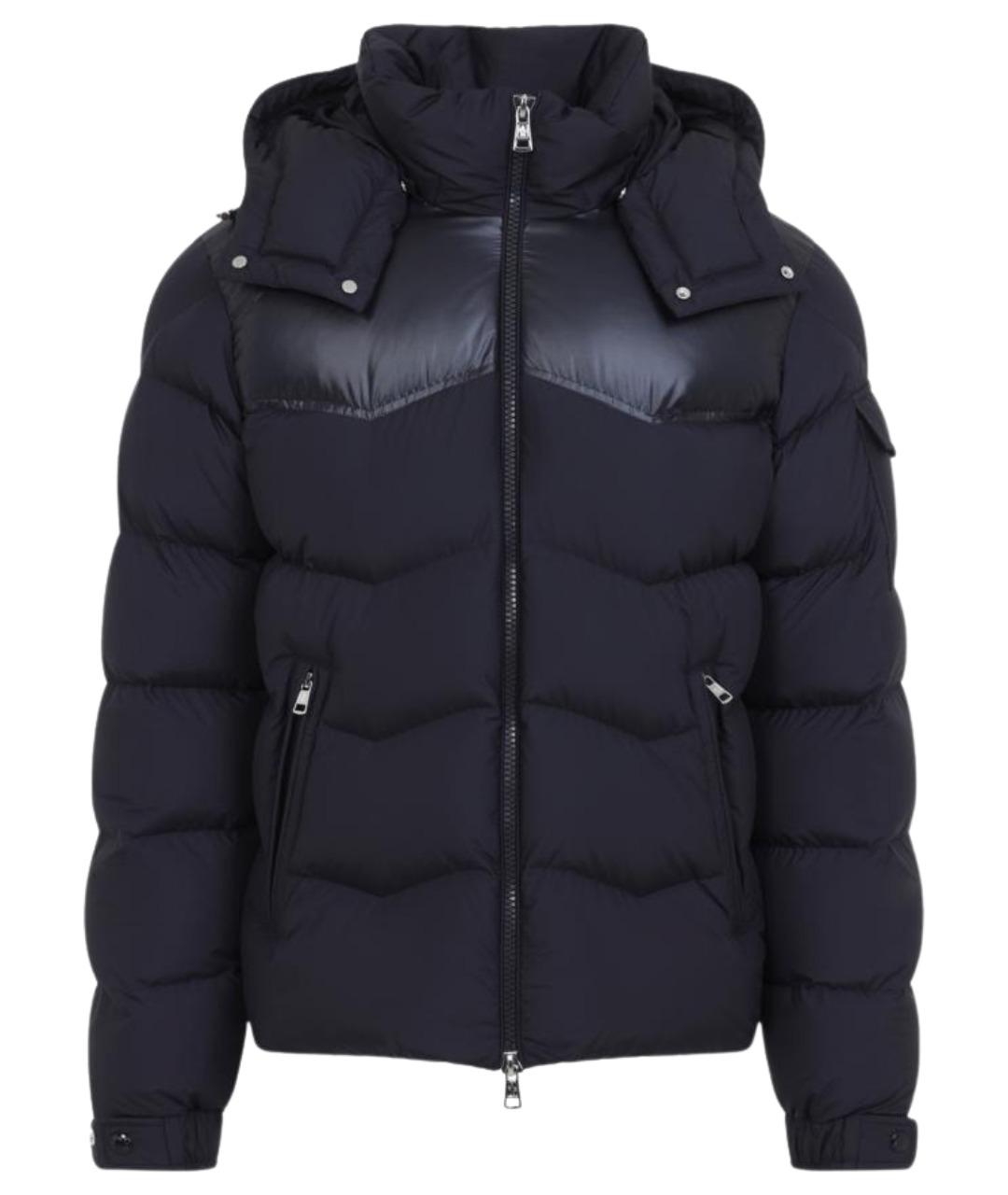 MONCLER Темно-синий полиэстеровый пуховик, фото 1