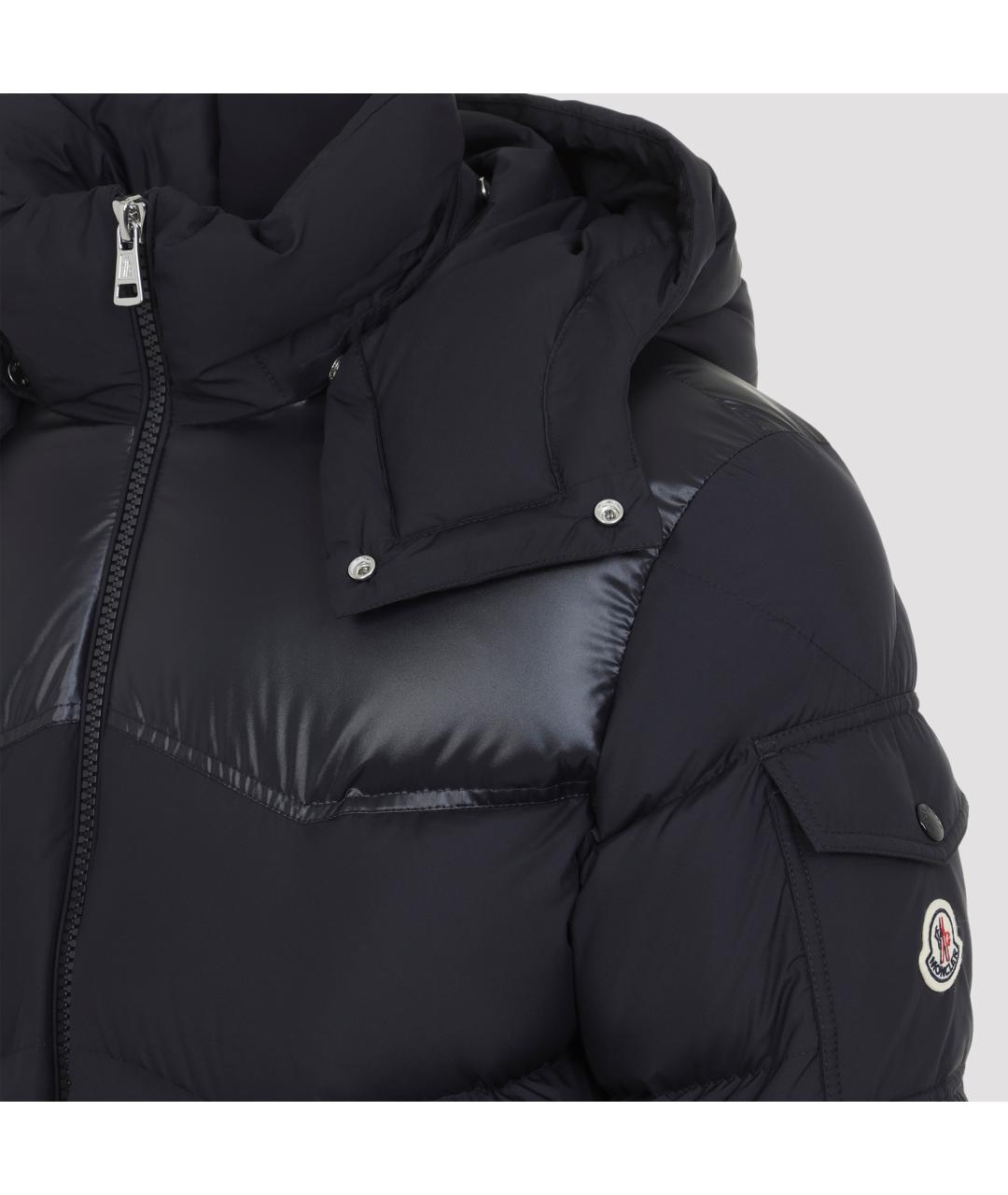MONCLER Темно-синий полиэстеровый пуховик, фото 5