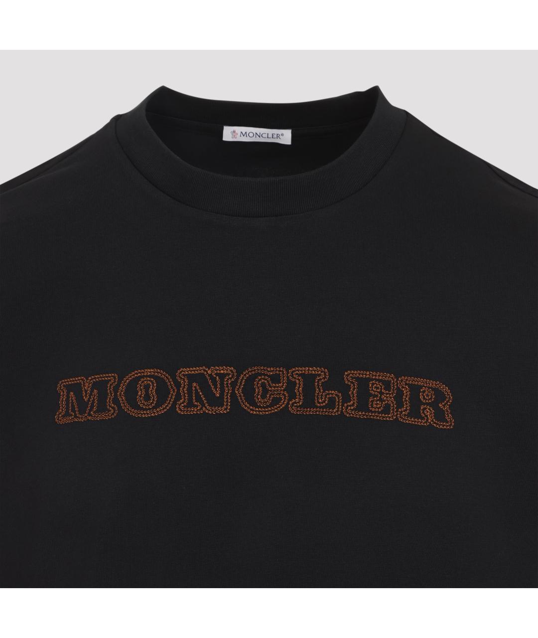 MONCLER Черная хлопковая футболка, фото 3