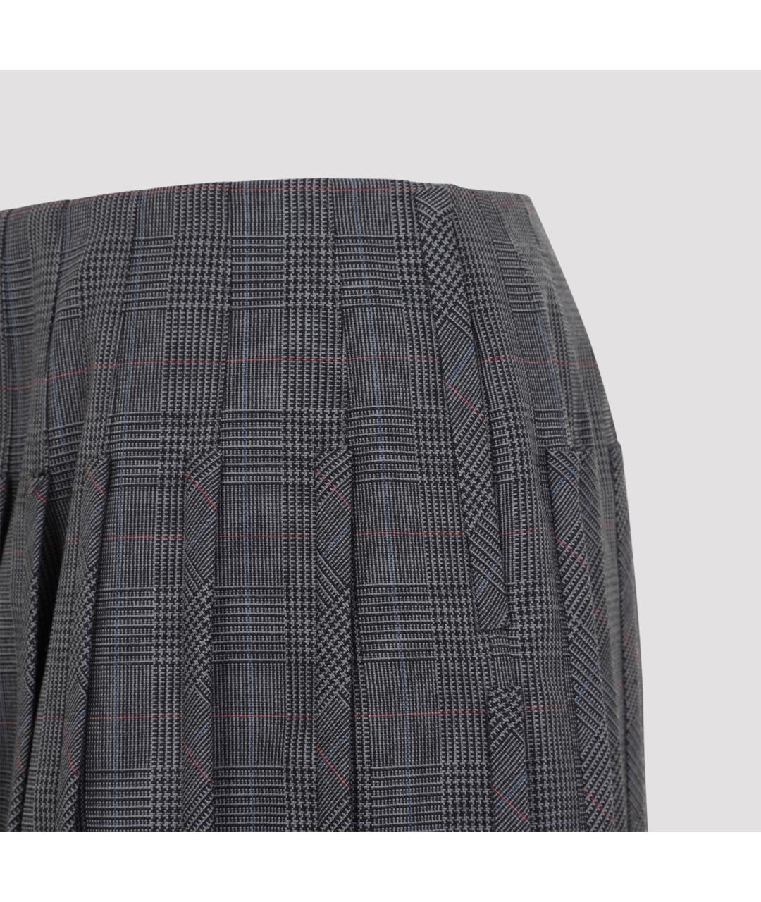THOM BROWNE Серая шерстяная юбка мини, фото 5