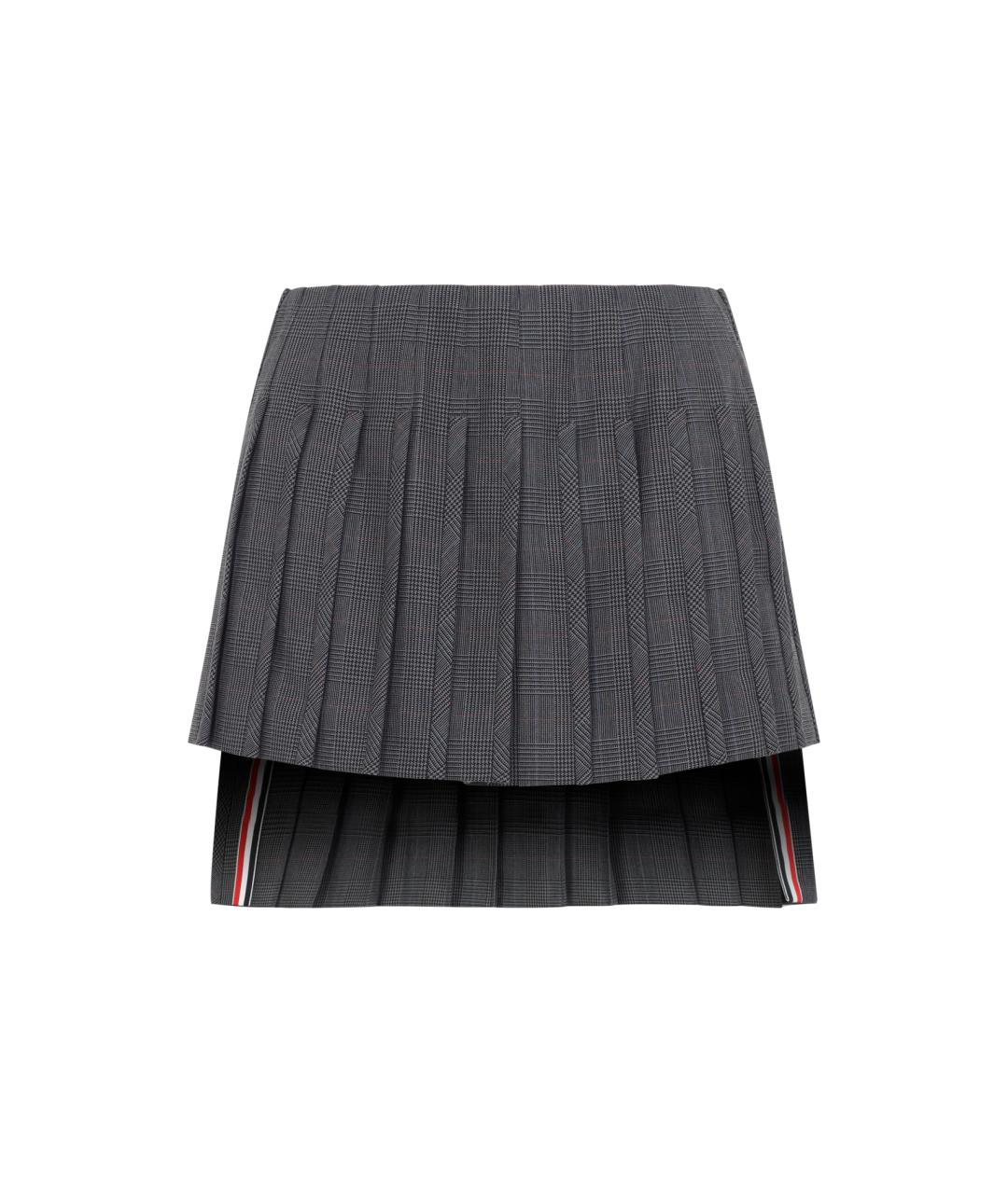 THOM BROWNE Серая шерстяная юбка мини, фото 1