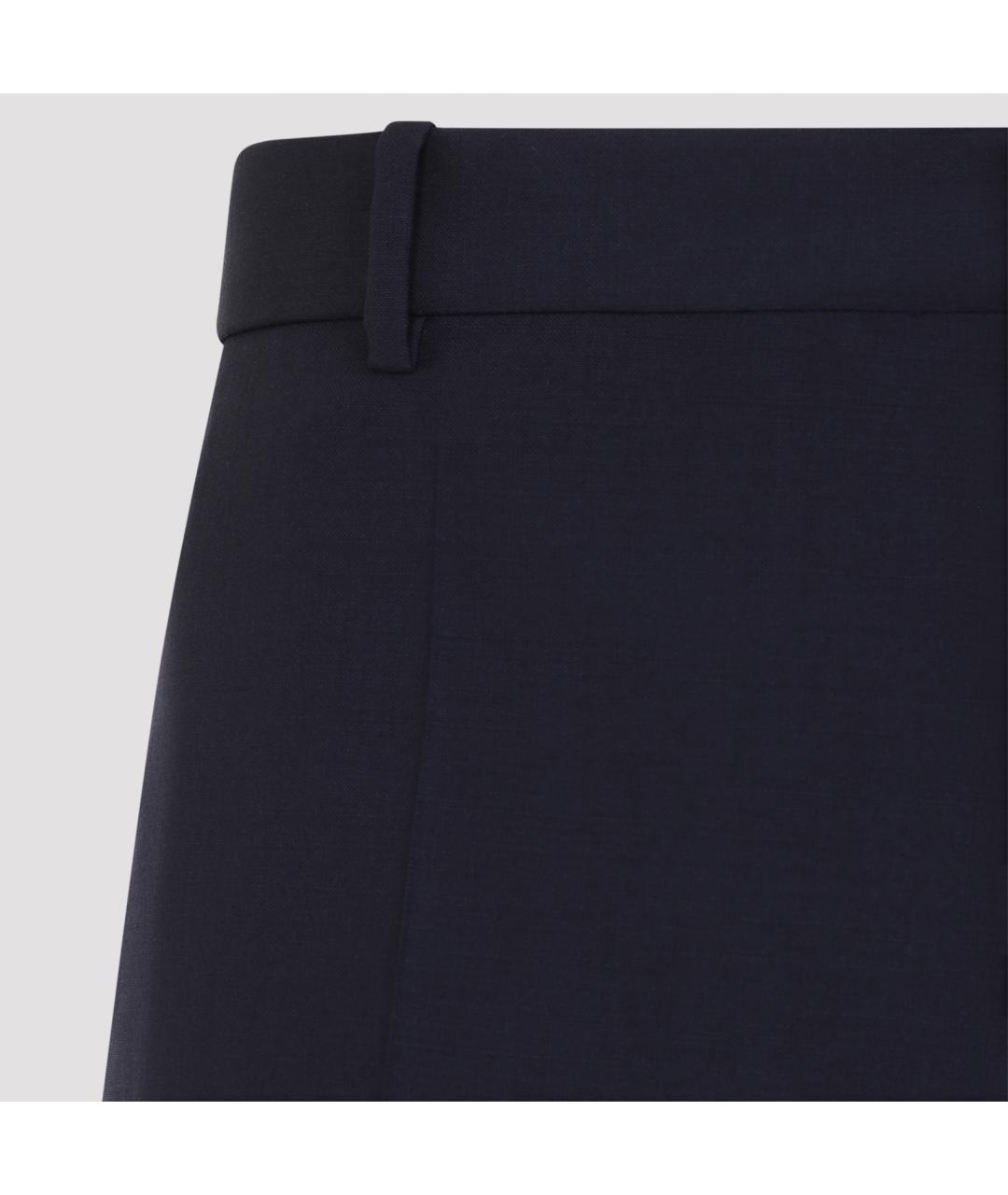 JIL SANDER Темно-синие шерстяные повседневные брюки, фото 4