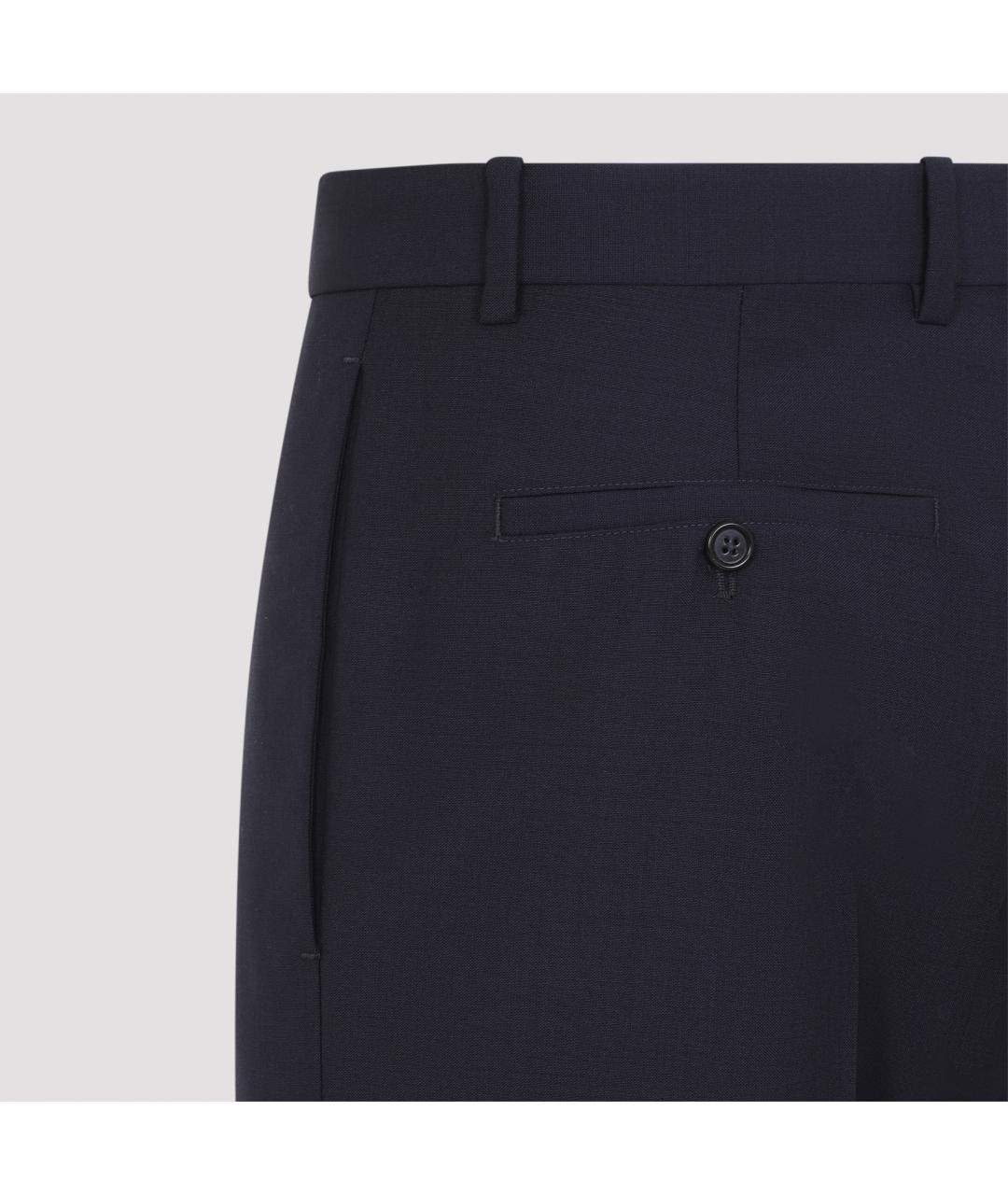 JIL SANDER Темно-синие шерстяные повседневные брюки, фото 5
