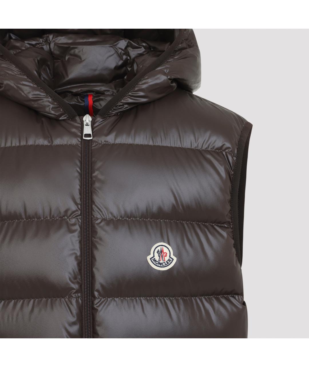 MONCLER Бежевый полиэстеровый пуховик, фото 6