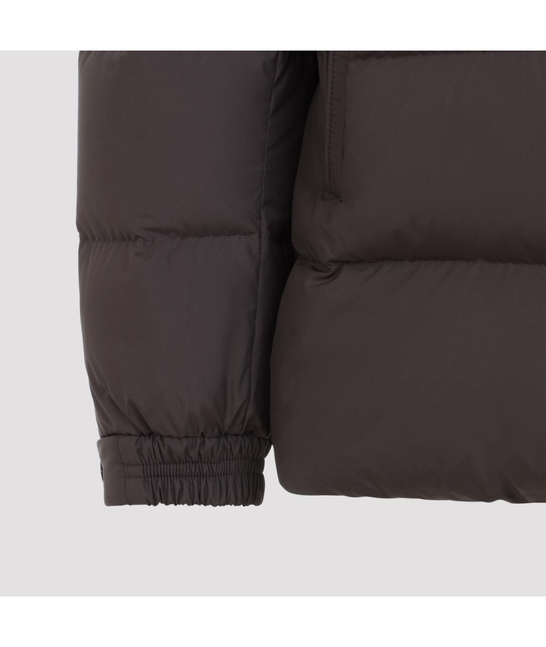 MONCLER Коричневый полиэстеровый пуховик, фото 4