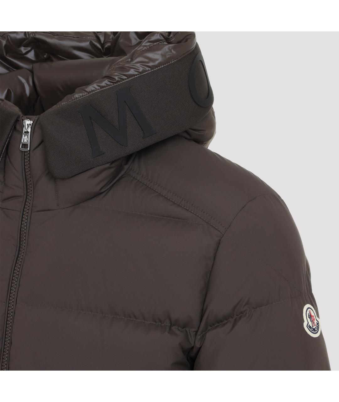 MONCLER Коричневый полиэстеровый пуховик, фото 5