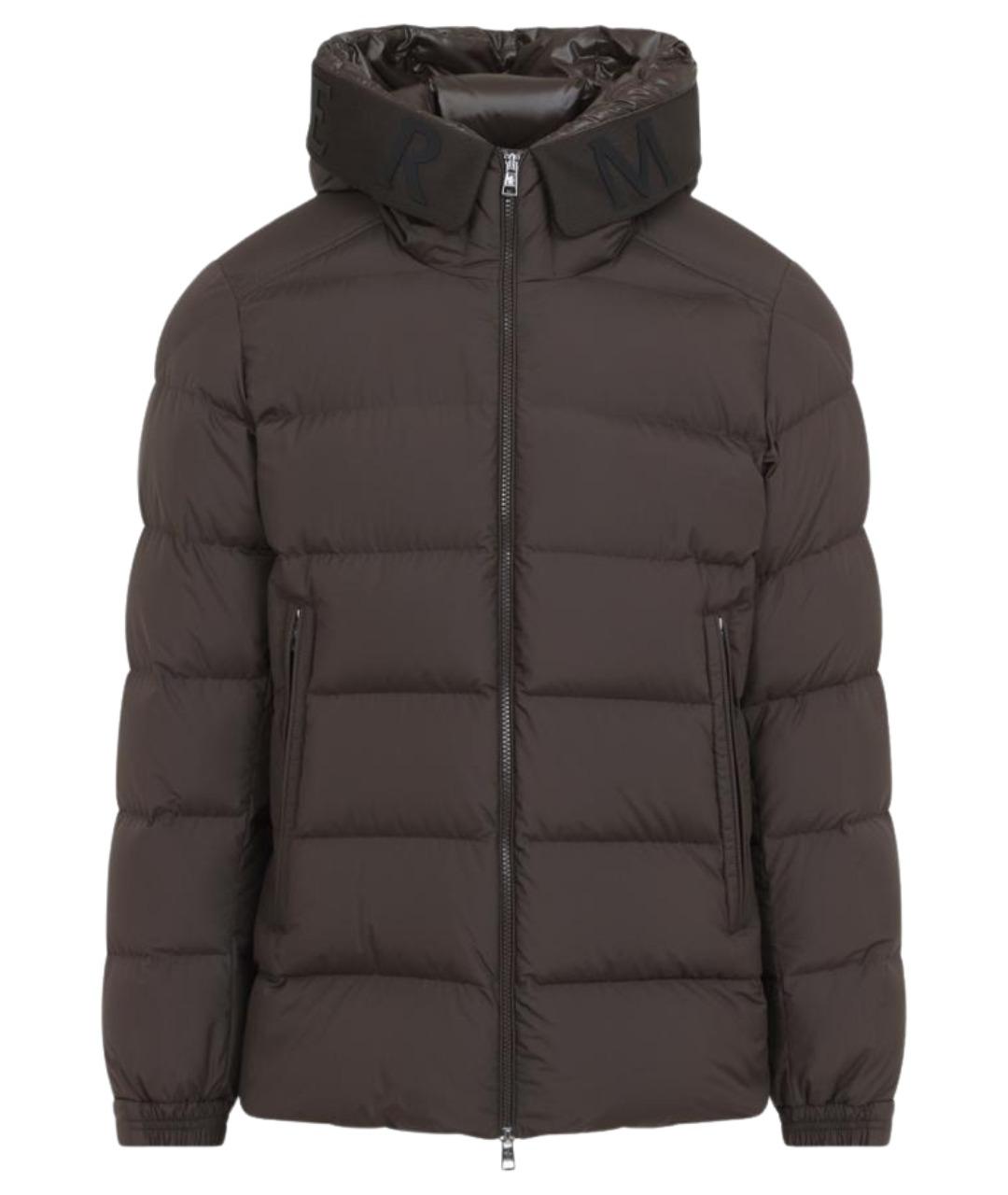 MONCLER Коричневый полиэстеровый пуховик, фото 1
