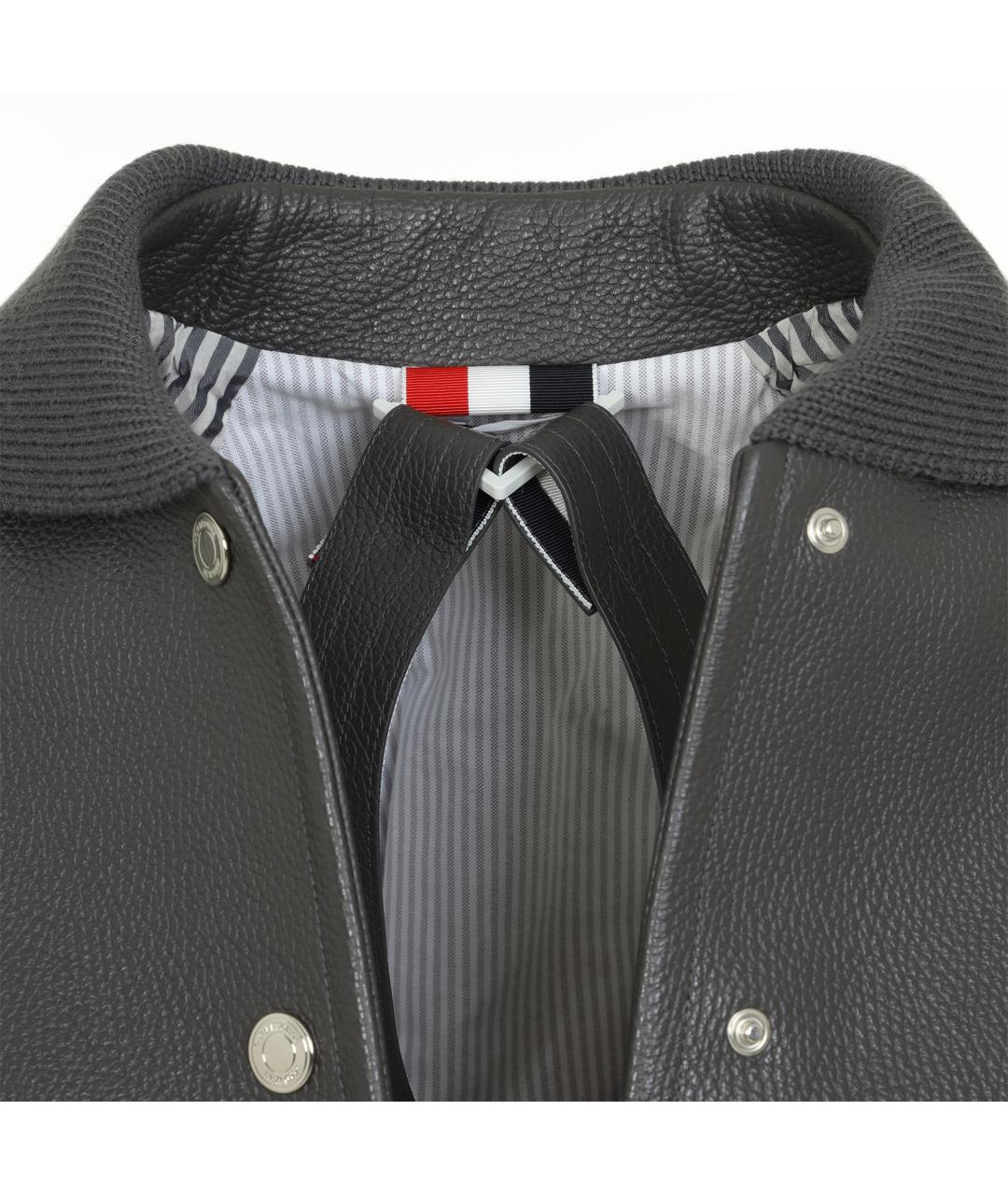 THOM BROWNE Серая кожаная куртка, фото 6