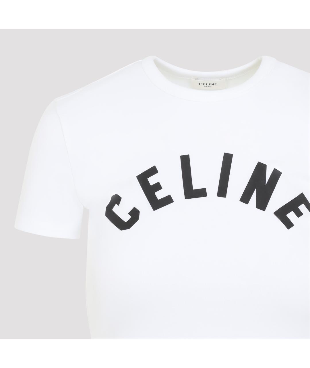 CELINE Белая хлопковая футболка, фото 4
