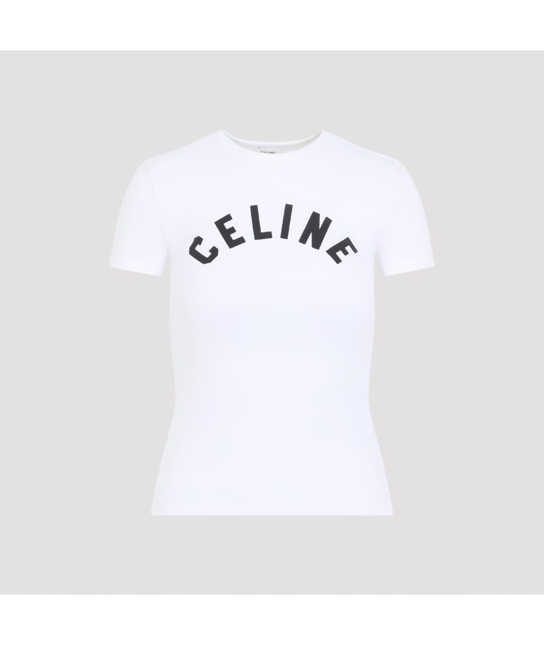CELINE Белая хлопковая футболка, фото 2