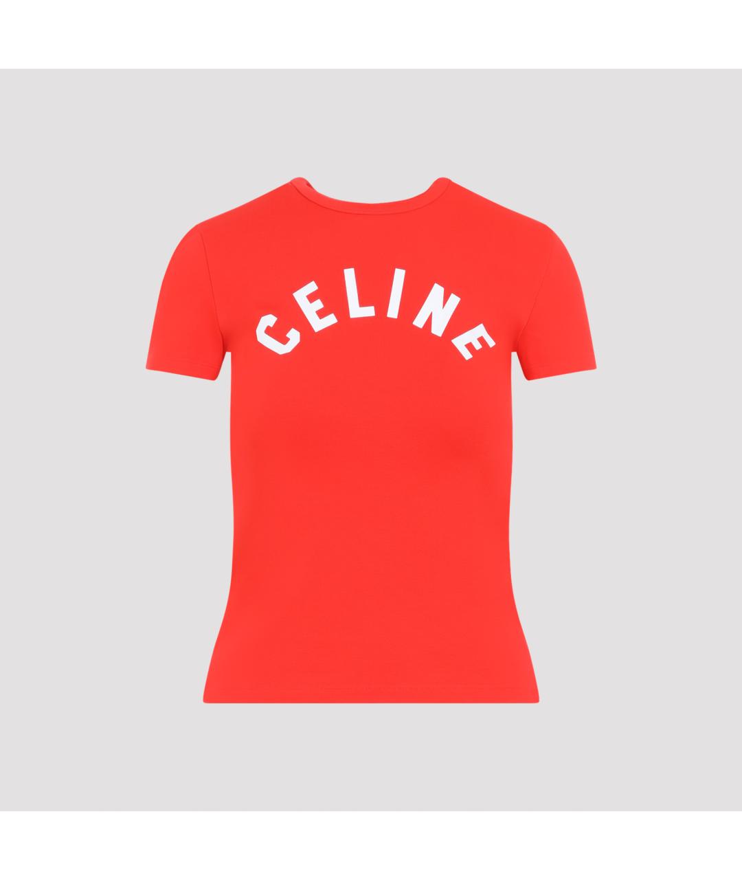 CELINE Красная хлопковая футболка, фото 2