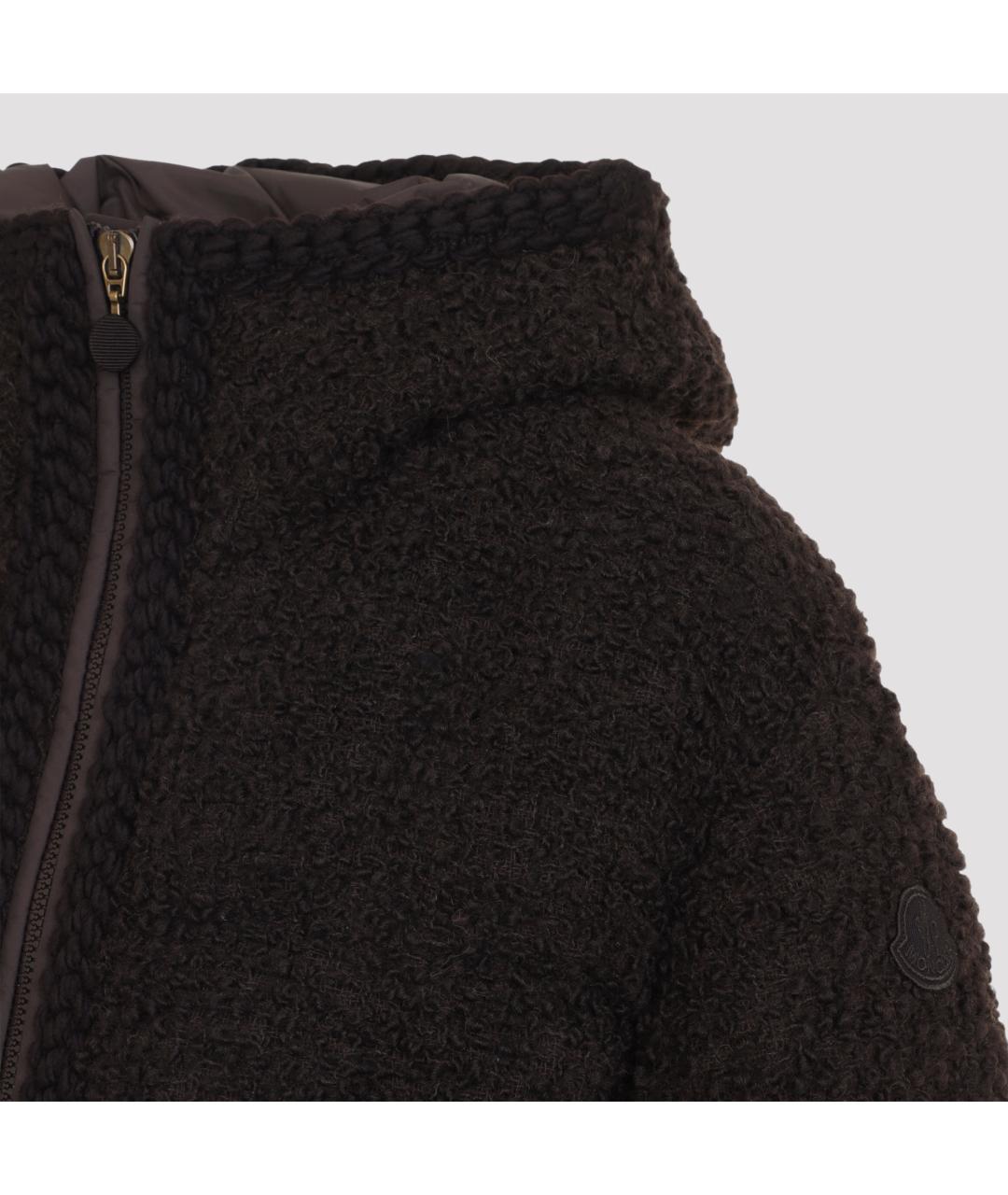 MONCLER Коричневый шерстяной пуховик, фото 5