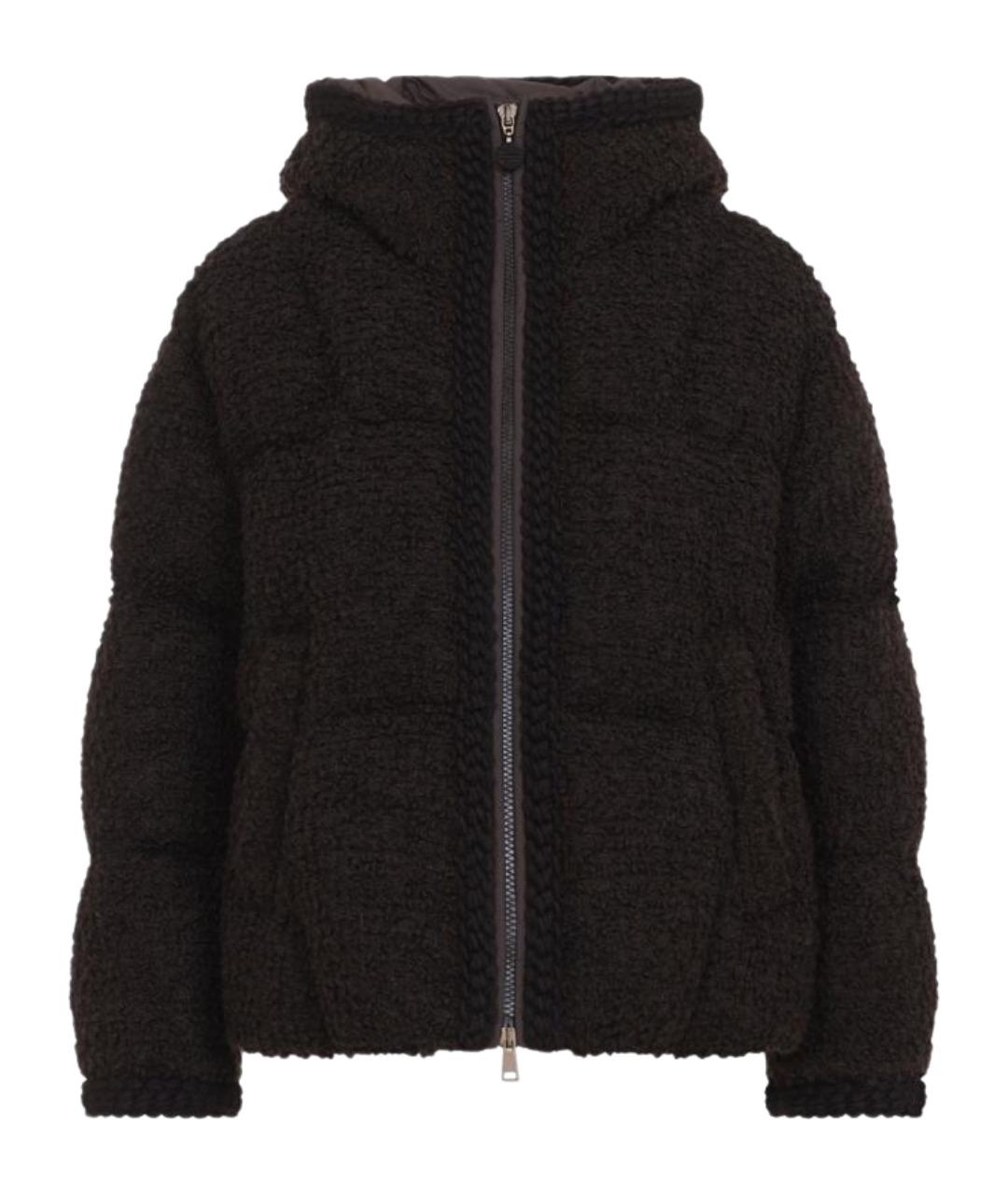 MONCLER Коричневый шерстяной пуховик, фото 1