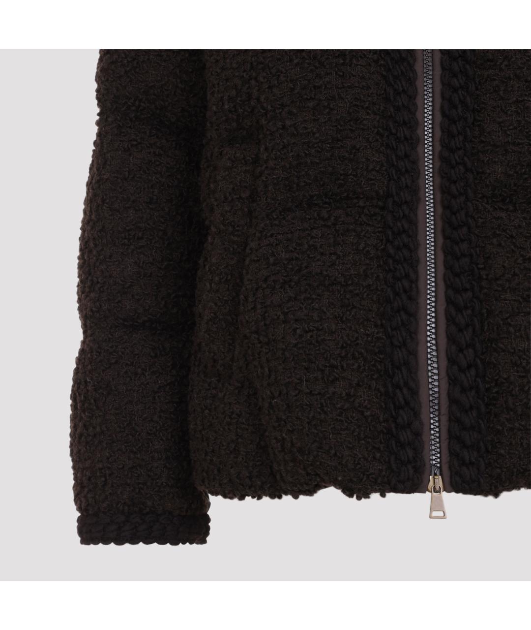 MONCLER Коричневый шерстяной пуховик, фото 4
