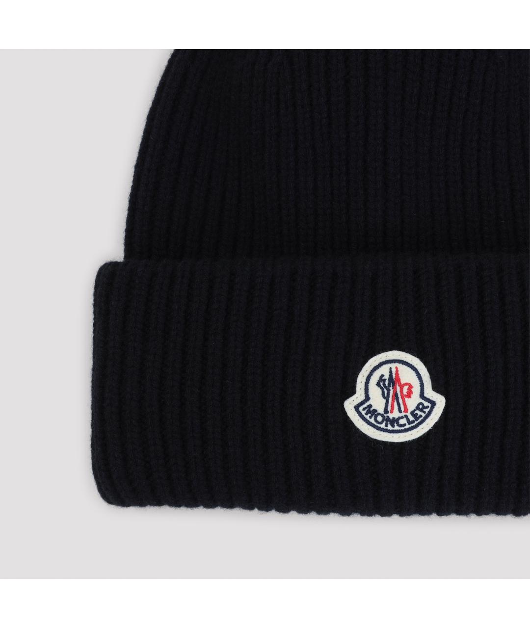 MONCLER Черная кашемировая шапка, фото 2