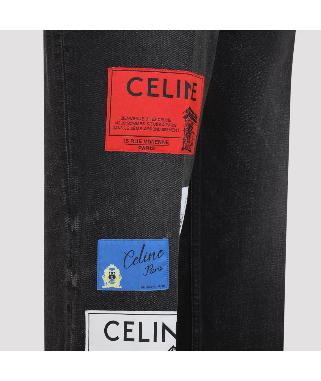 CELINE Черные хлопковые прямые джинсы, фото 4