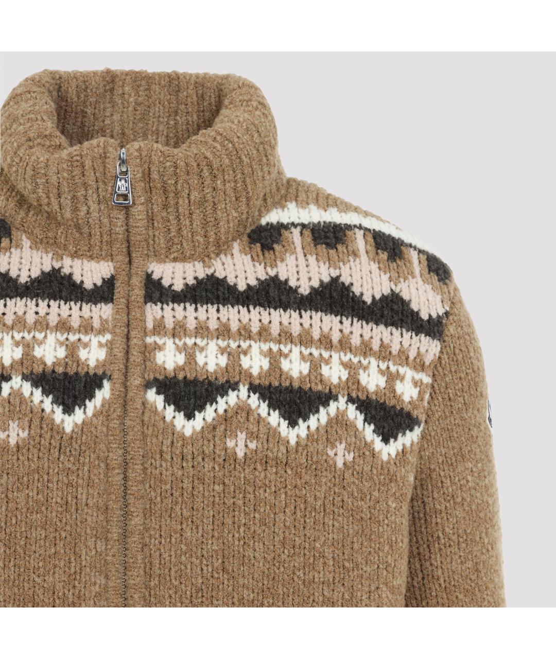 MONCLER Коричневый шерстяной пуховик, фото 4