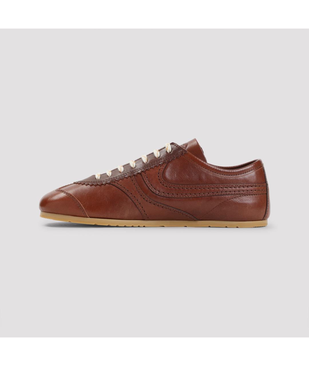 DRIES VAN NOTEN Бордовые кожаные кроссовки, фото 3