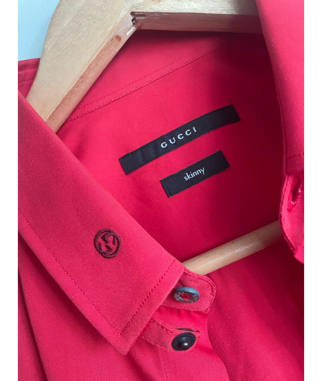 GUCCI Красная хлопковая кэжуал рубашка, фото 3