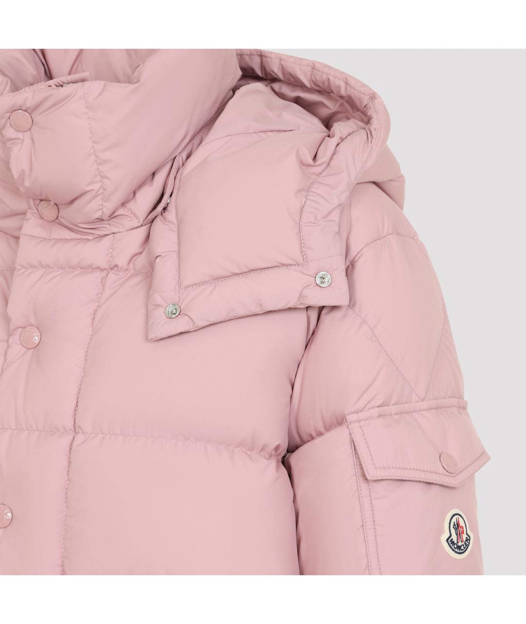 MONCLER Розовый полиэстеровый пуховик, фото 5