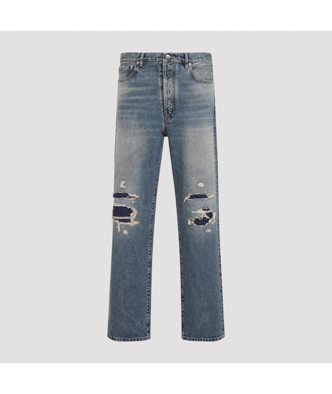 MAISON MARGIELA Синие хлопковые прямые джинсы, фото 2