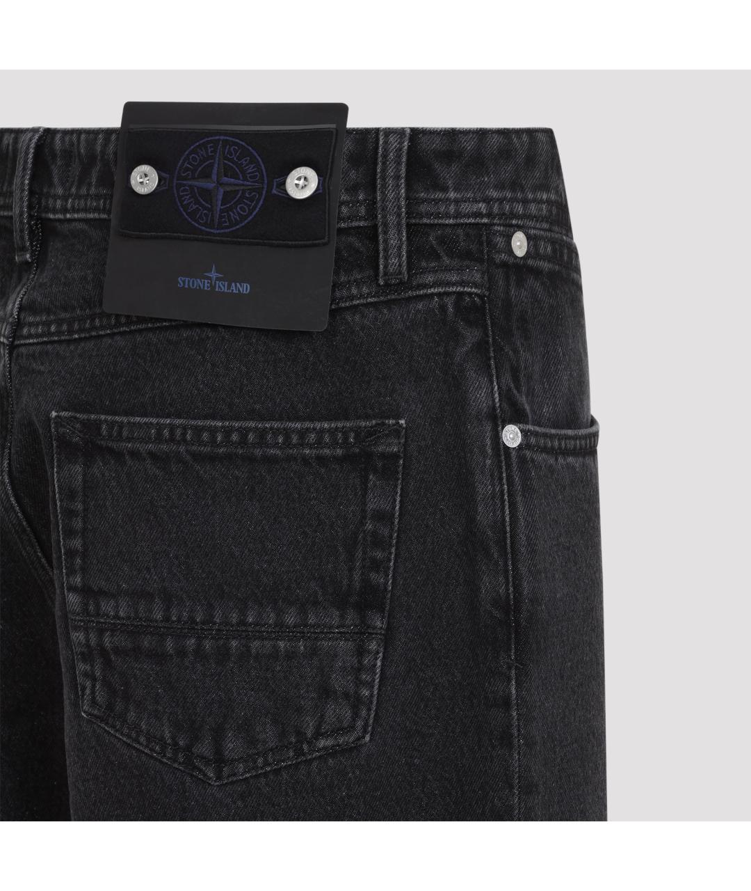 STONE ISLAND Черные хлопковые прямые джинсы, фото 3