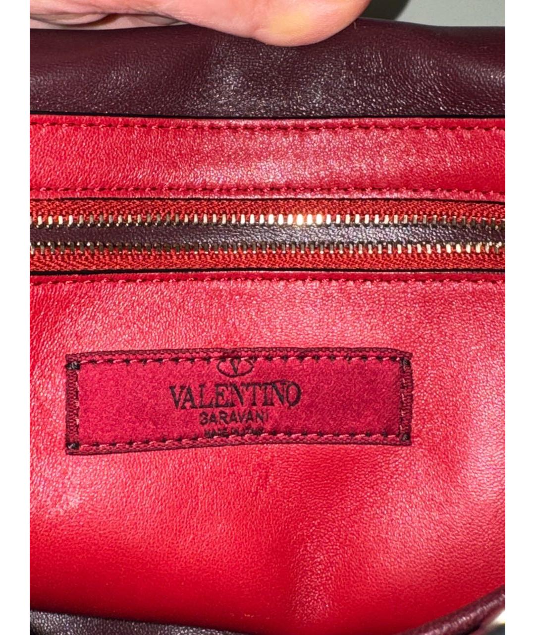 VALENTINO Бордовая кожаная сумка через плечо, фото 5
