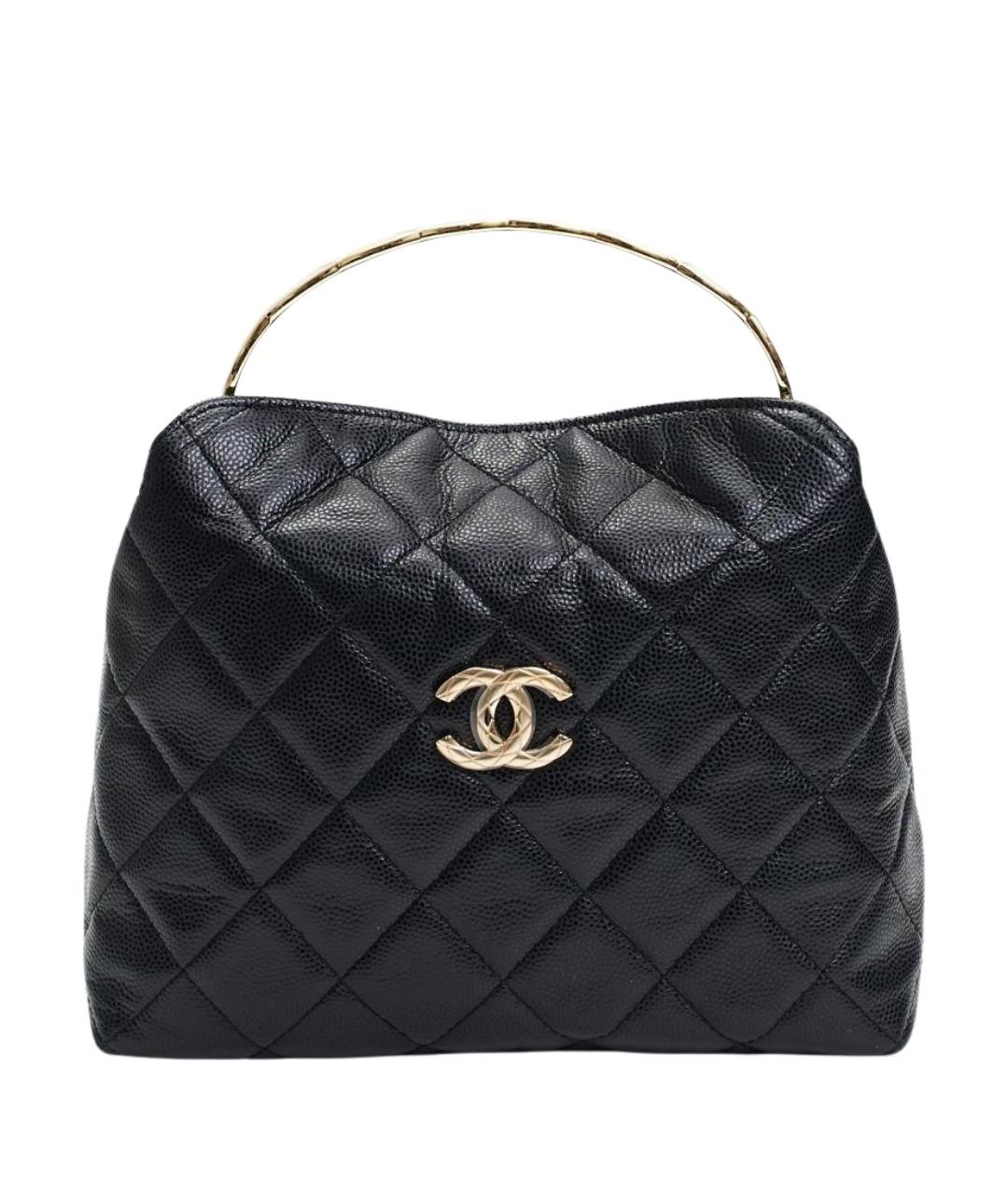 CHANEL Черная кожаная сумка с короткими ручками, фото 1