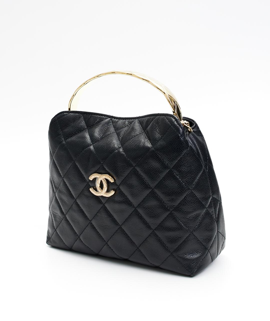 CHANEL Черная кожаная сумка с короткими ручками, фото 2