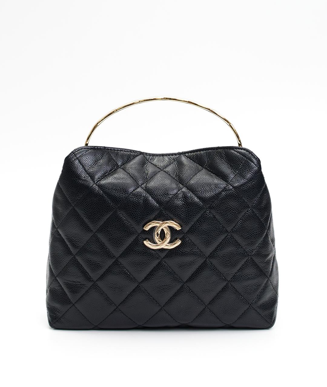 CHANEL Черная кожаная сумка с короткими ручками, фото 9