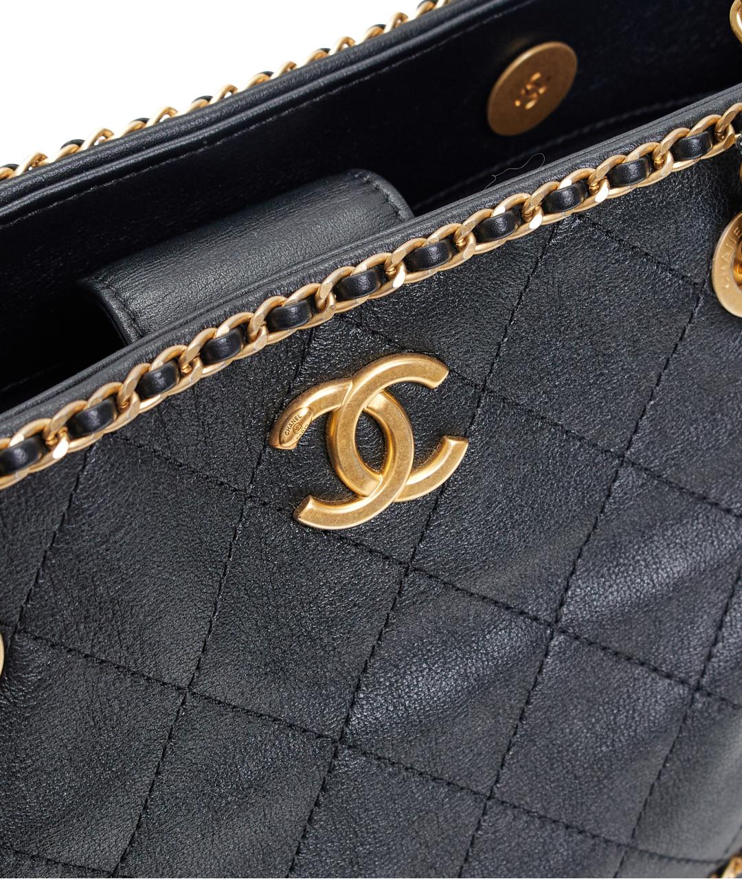 CHANEL Черная кожаная сумка тоут, фото 5