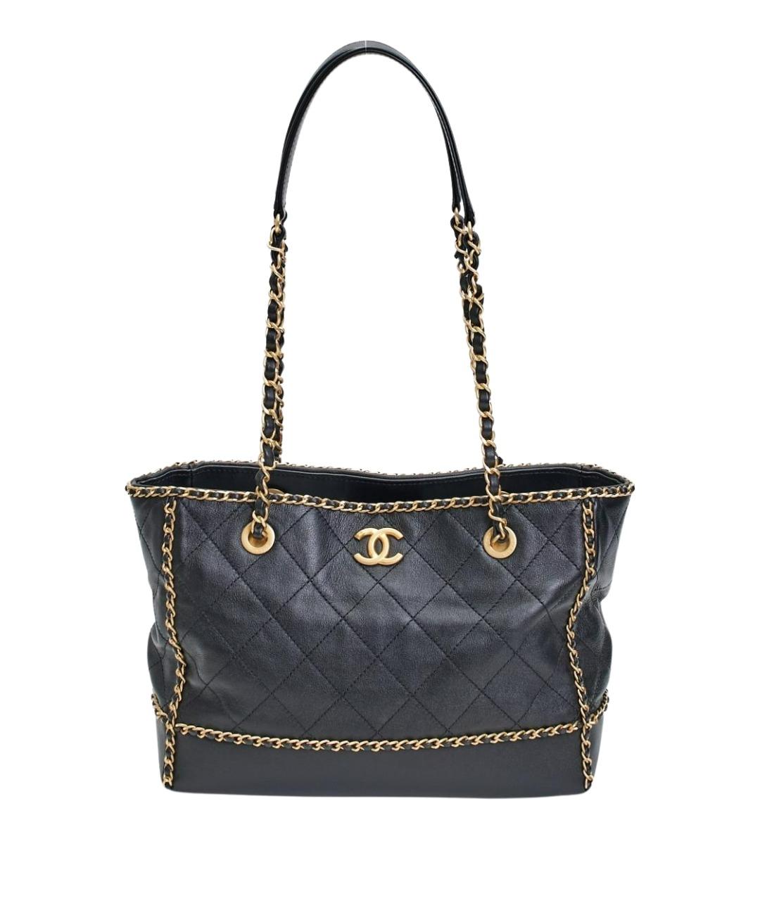 CHANEL Черная кожаная сумка тоут, фото 1