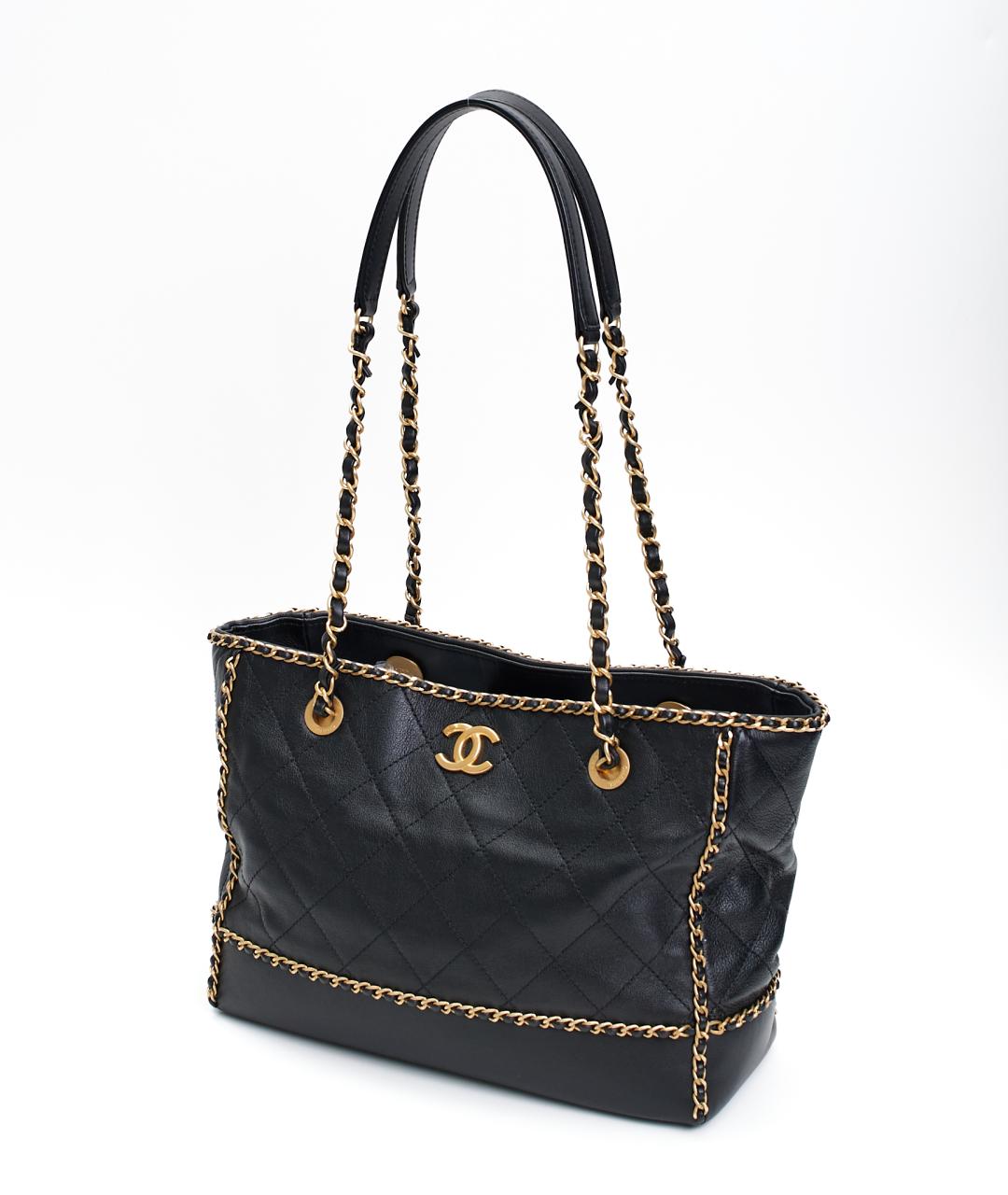 CHANEL Черная кожаная сумка тоут, фото 2