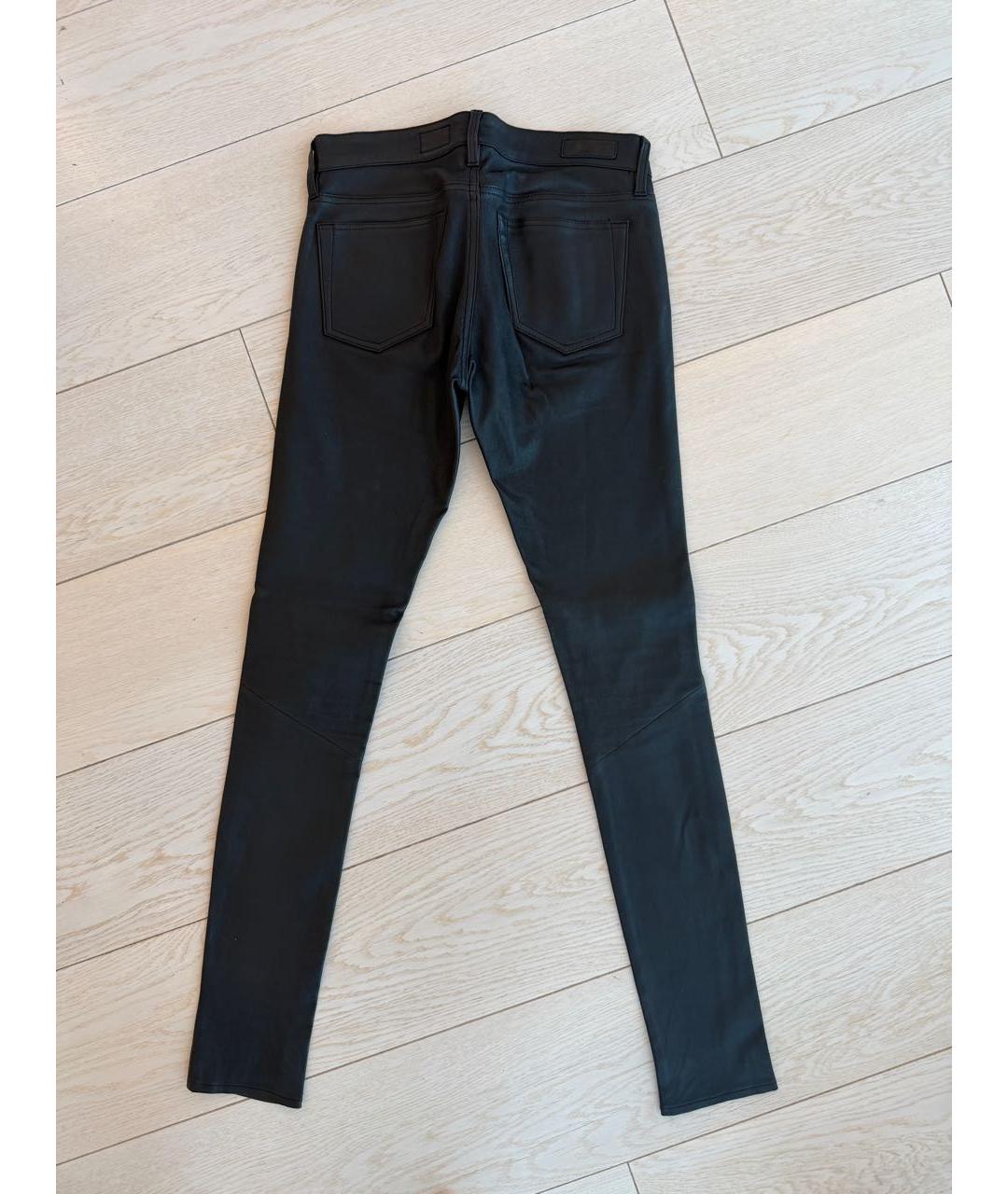 AG JEANS Черные кожаные брюки узкие, фото 2