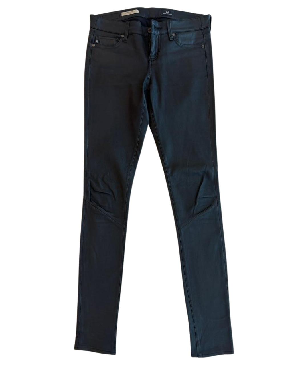 AG JEANS Черные кожаные брюки узкие, фото 1